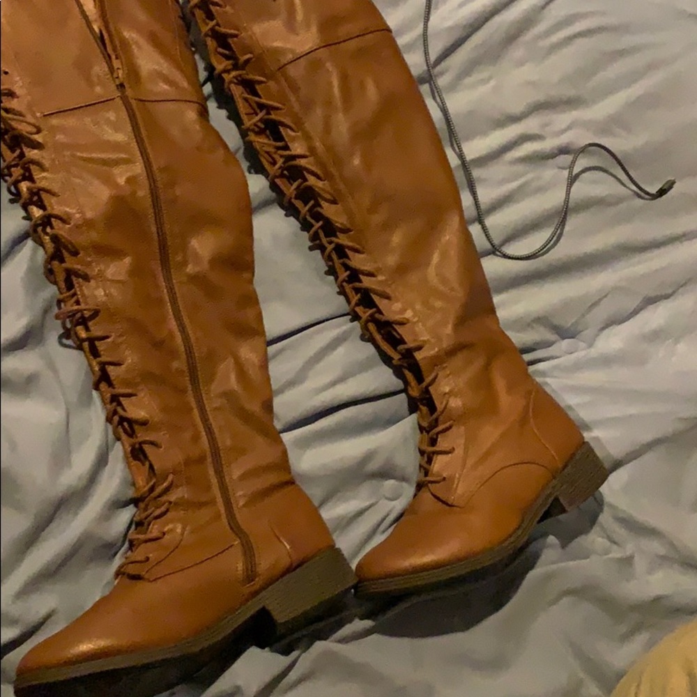Knee high combat boots